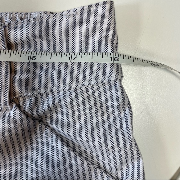 Pin Striped Cropped Cotton Pants with Little Ankle Slits - Picture 6 of 8